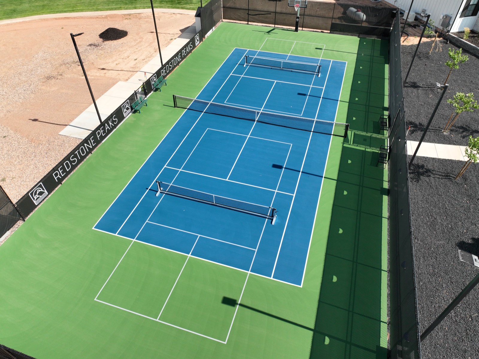 Pickleball and tennis courts overhead at Redstone Peaks